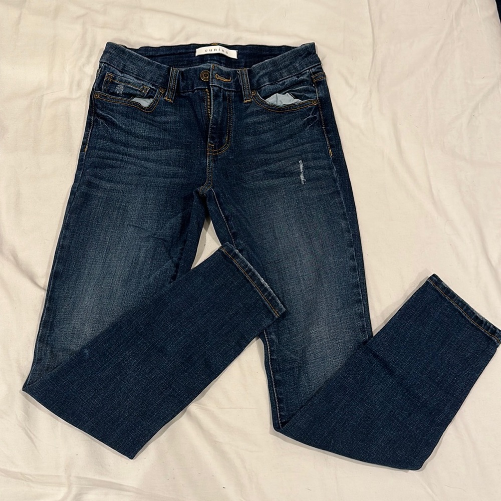 Eunina Distressed Dark Wash Blue Jeans